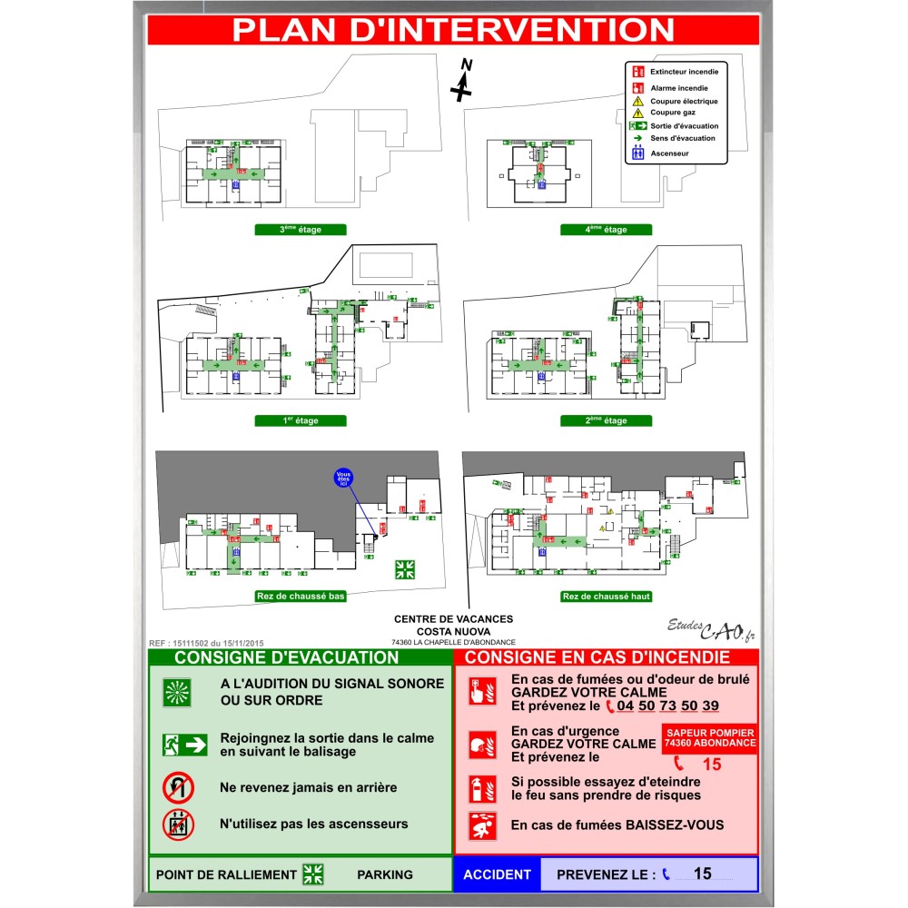 Plan d'intervention ECOLES A2 vertical Cadre alu Plan d'intervention ECOLES A2 vertical Cadre alu