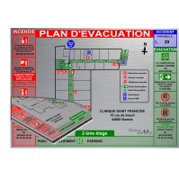 Plan d'évacuation Hôpital A3 support Dibond Alu 60x40cm