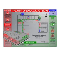 Plan d'évacuation Hôpital A3 support Dibond Alu 60x40cm