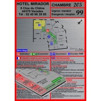 Plan d'évacuation chambre support Dibond Alu 40x20cm