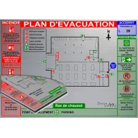 Plan d'évacuation USINES A3 support Dibond Alu 60x40cm
