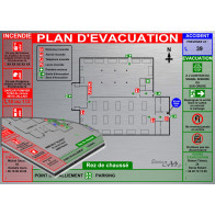 Plan d'évacuation USINES A3 support Dibond Alu 60x40cm
