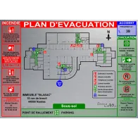 Plan d'évacuation PARKINGS A3 support Dibond Alu 60x40cm