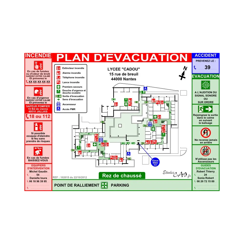 Plan d'évacuation pour écoles