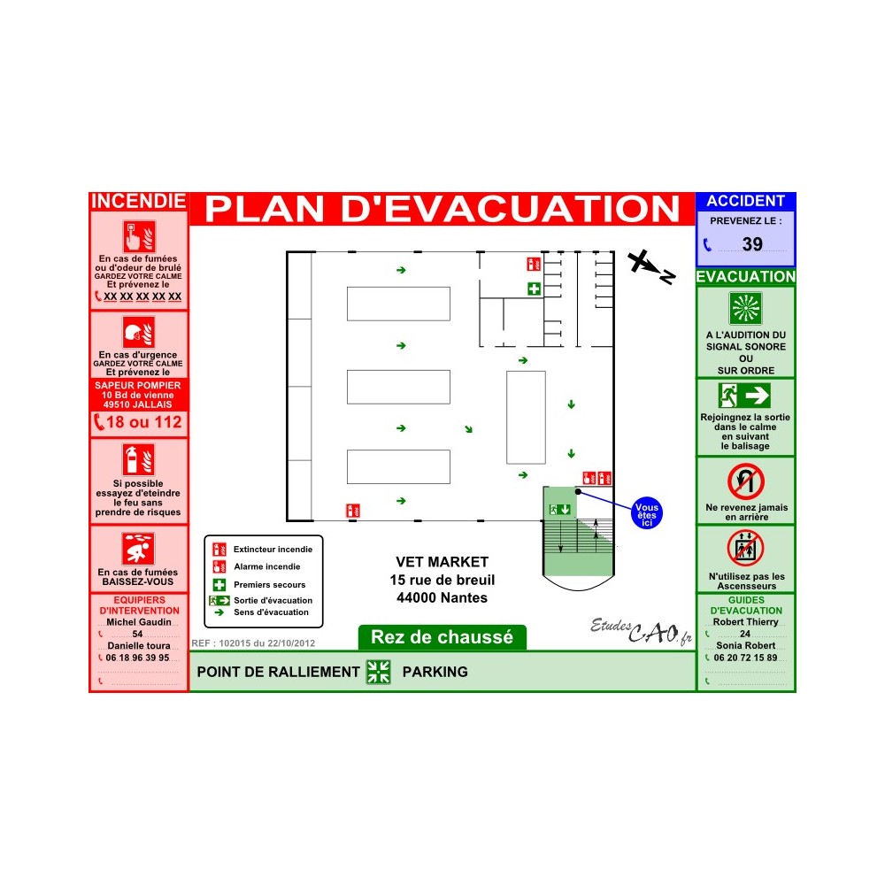 Plan d'évacuation pour magasin