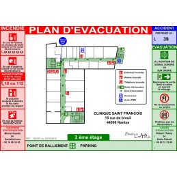 Plan d'évacuation hôpitaux A3 plastifié