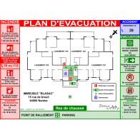 Diagramme sécurité plan d'évacuation immeuble