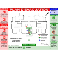 Diagramme sécurité plan d'évacuation immeuble