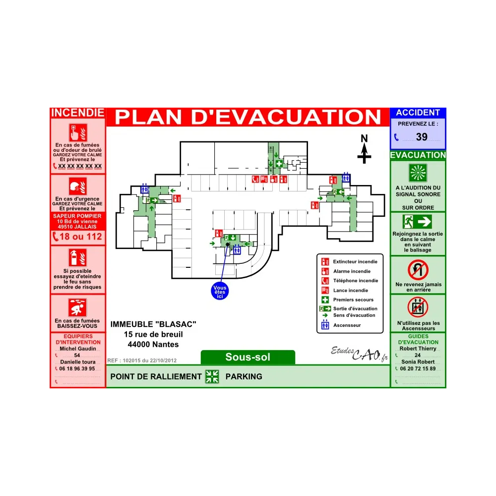 Plan d'évacuation garage