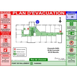 Plan d'évacuation bureau A3 plastifié