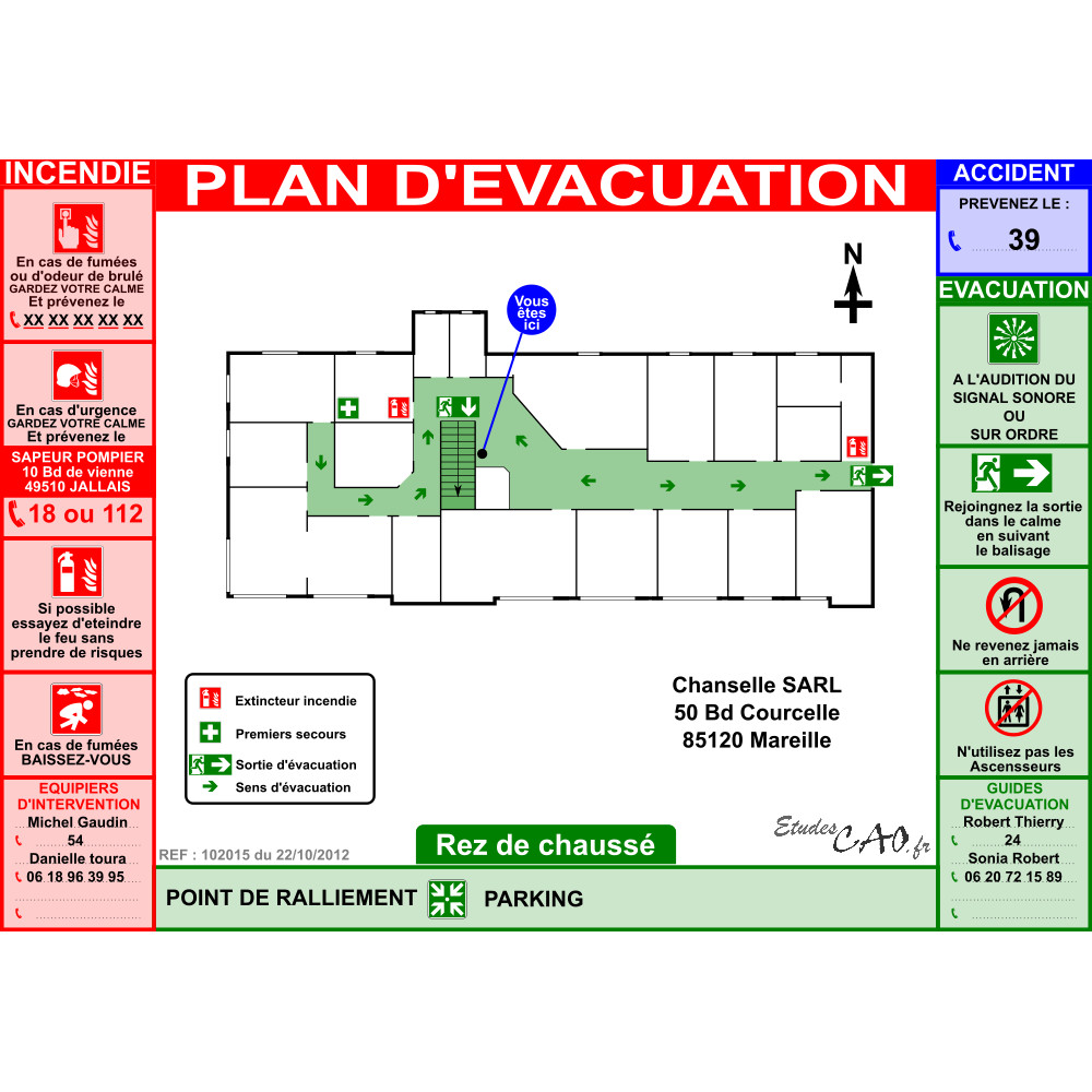 Plan d'évacuation bureau A3 plastifié Plan d'évacuation bureau A3 plastifié