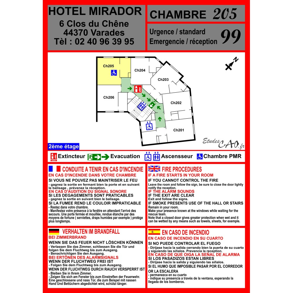 Plan d'évacuation chambre hôtel Plan d'évacuation chambre hôtel