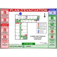 Plan d'évacuation hôpitaux cadre alu
