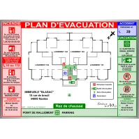 Plan d'évacuation habitations A3 cadre alu
