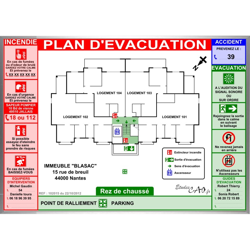 Plan d'évacuation habitations A3 cadre alu