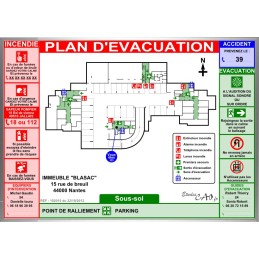 Plan d'évacuation parking A3 cadre alu