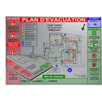 Plan d'évacuation écoles A3 support Dibond Alu 60x40cm