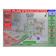 Plan d'évacuation écoles A3 support Dibond Alu 60x40cm
